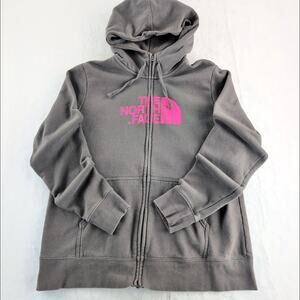 The North Face Full Zip Women's XL Hooded Jacket Grey Pink